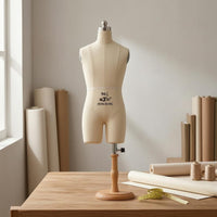 Linen-Like Tabletop Dress Form Split-Leg Female Dress Form Mannequin Size Markings Draping Mannequin Wooden Base for Fashion Designers, Dressmakers, Tailors, Design Workshop, Sewing Studio