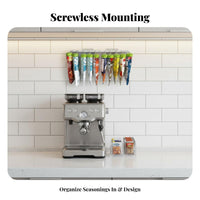 Hanging Packet Clip Rack No-Tool Installation Adhesive Seasoning Holder Wall or Cabinet Mount Kitchen Organizer for Renters, Students, Small Areas