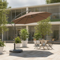 Cantilever Patio Umbrella with Wheeled Base SPF 50+ Sun Protection Cantilever Umbrella with Base Waterproof for Homeowners, Cafe Owners, Storefront