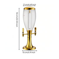 Chilled Beer Dispenser with Dual Taps Tabletop Beer Dispenser with Ice Tube Clear Drink Dispenser with Ice Column Sturdy for Bartenders