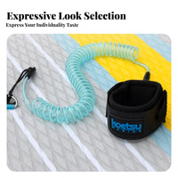 Coiled Stand-up Paddleboard Leash Stretchable Coiled Surf Leash Heavy Duty Paddleboard Rope for Paddlers, Surfers, Surfing, Water Sports