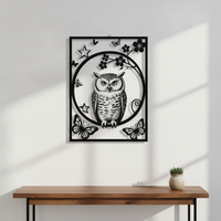 Owl Silhouette Metal Wall Art Decor for Living Room Bedroom