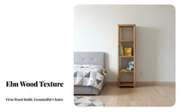 Solid Wood Construction Uncovered-Back Shelving Unit Shelf Natural Oil Finish Slim Book Shelving Unit Traditional Joinery Bookshelf Space-Saving Design for Students, Collectors, Homeowners, Living Room, Bedroom, Small Areas