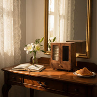 Velvet Lining Walnut Jewelry Box Built-in Mirror Multi-Layer Jewelry Box Closure
