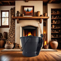 Ash Bucket with Lid and Wooden Grip Fireplace Bucket with Lid Covered for Homeowners