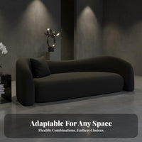 Curved 3-Seater Sofa Italian design Couch Retro-Inspired Seating Furniture for Small Apartment Dwellers, Families, Reception Area, cosmetology studio, Lounge
