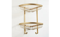 Double-Layer Shower Shelf Fan-Shaped Washroom Shelf with Two Tiers Space-Saving