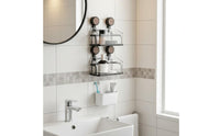 Washroom Suction Organizer Drill Installation Wall Mounted Storage Box Removable Suction Washroom Organizer for Renters, Students, Kitchen