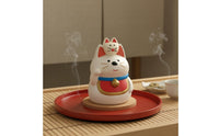 Good Luck Charm Maneki-Neko Statue Symbol of Wealth Japanese-Inspired Design Figurine Cute Design for Business Owners, Bookshelf Display