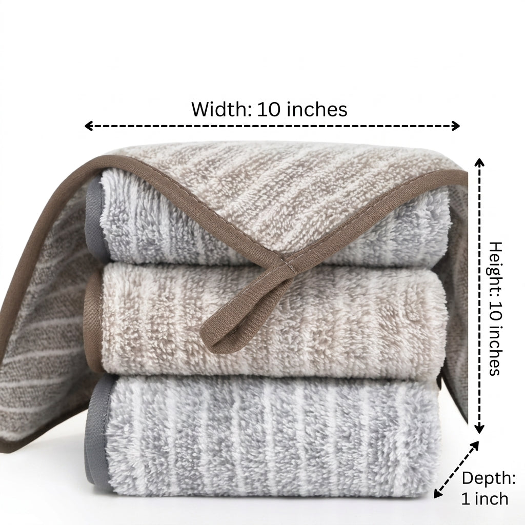 Striped Microfibre Cloth and Dish Cloths Pack of 5, Super Absorbent Cloth for Dish Washing and Table Wiping, 30cm x 30cm Low-Lint Bound Border