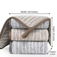 Striped Microfibre Cloth and Dish Cloths Pack of 5, Super Absorbent Cloth for Dish Washing and Table Wiping, 30cm x 30cm Low-Lint Bound Border
