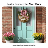 Easter Door Hanger Ready to Hang Easter Door Sign Sturdy Wood Bunny Welcome Sign for Homeowners, Party Hosts, Entryway, Living Room, Office