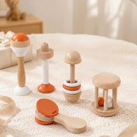 5 Pieces Wooden Shaker Interactive Shaker Educational Maracas for Infant, Infants