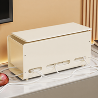 Metal Cable Management Box, Vented Cord Organiser with Lid, 1L Freestanding Under Desk Storage for Cables, Desk
