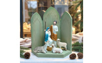 Artisan-Made Christmas Nativity Tabletop Ornament Woodslat Style Christmas Nativity Set Rustic Tabletop Ornament Sculptural for Collectors, Mantel, Shelves, Altar
