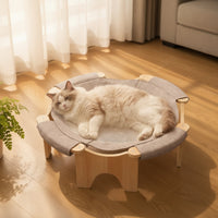 Cat Hammock with Wooden Frame Elevated Cat Hammock Easy to Hygienic Pet Resting Area for Cats, Floor