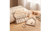 Baby Milestone Board with Numbers Wooden Nursery Hanging Sign Sleeping Reminder Plaque with Tassel Engraved puffShaped