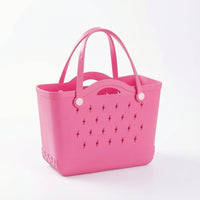 Waterproof Hollow Cutout Tote Washable EVA Tote Bag Long-Lasting Beach Bag with Holes Sandproof for Shopping