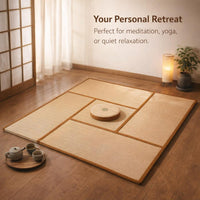 Tatami Floor Cushion Rush Grass Meditation Seat Cushion, Large Floor Pillow for Minimalist Decor, Japanese Interior Fan, Floor Seating, Prayer Corner