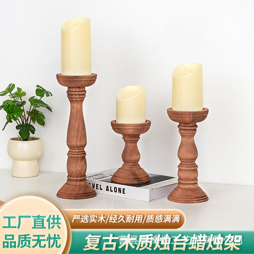 Wooden Candle Holder, Wedding Banquet Candle Holder Three-Piece Set, Tabletop Decoration, Solid Wood Candle Base