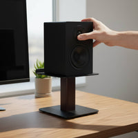 Wooden Desktop Speaker Wooden Base Finish Computer Speaker Holder Space-Saving for Office