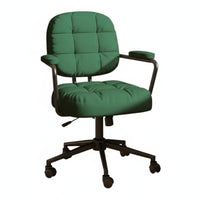 Adjustable Height Upholstered Rolling Chair Ergonomic Design Padded Swivel Armchair Modern Aesthetic Office Furniture High-Density Foam for Students, People Working from Home, Gamers, Dorm Room, Bedroom, Vanity Area