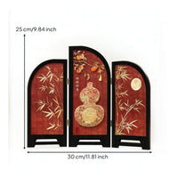 Tabletop Desktop Screen with Arched Panels Foldable Three-Panel Folding Screen Compact for Cabinet