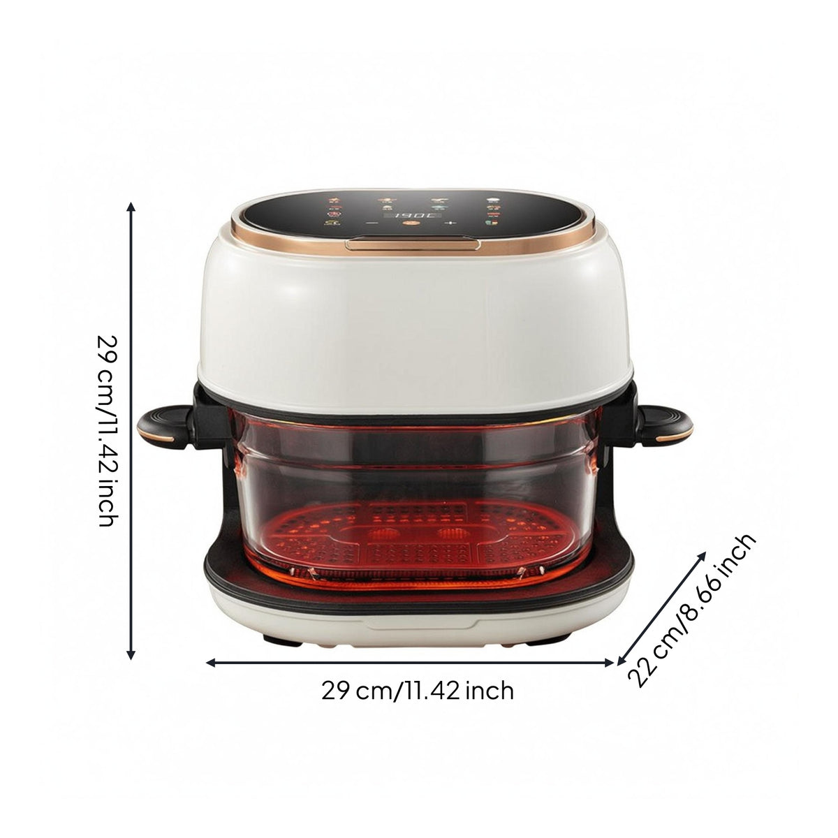 Oil Free Large Glass Air Fryer Adjustable Temperature Air Fryer 60-Minute Timer Kitchen Appliance Portable for Visible-Window Cooking