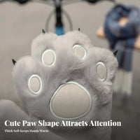Hanging Neck Strap Cat Paw Gloves Soft and Soft Fuzzy Bear Claw Mittens Fleece Lined for Women, Children, Cycling, Outdoor, Costume Parties