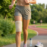 Thigh Support with Straps Targeted Compression Sleeve Low-Profile Thigh Compression Sleeve for Athletes, Running, Training