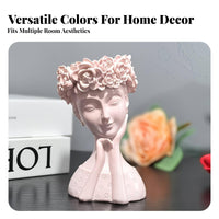 Cute Design Resin Head Planter Artistic Sculpture Girl Bust Planter Elegant Design for Gardeners, Living Room, Entrance Hall, Bookshelf