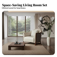 Modern Chinese design Wooden Frame Couch Set Genuine Leather Sofa Minimalist Design Living Room Furniture Plush Comfort for Apartment Dwellers, Homeowners, Families, Lounge Area, Office