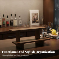 Space Saving Liquor Bottle Display Shelf Sturdy Construction Countertop Wine and Liquor Rack Multifunctional Countertop Bar Shelf Easy Reach for Homeowners, Adults, Tabletop, Kitchen Counter, Dining Room, Pantry