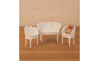 3 Pieces Dollhouse Chairs with Cushions Rattan Look Miniature Chairs with Cushions Realistic Furniture for Miniaturists, Photo Scenes