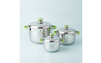 3 Pieces Stock Pot with Lid Even Heating Stainless Steel Pot Mirror Polished Cookware for Home Cooks