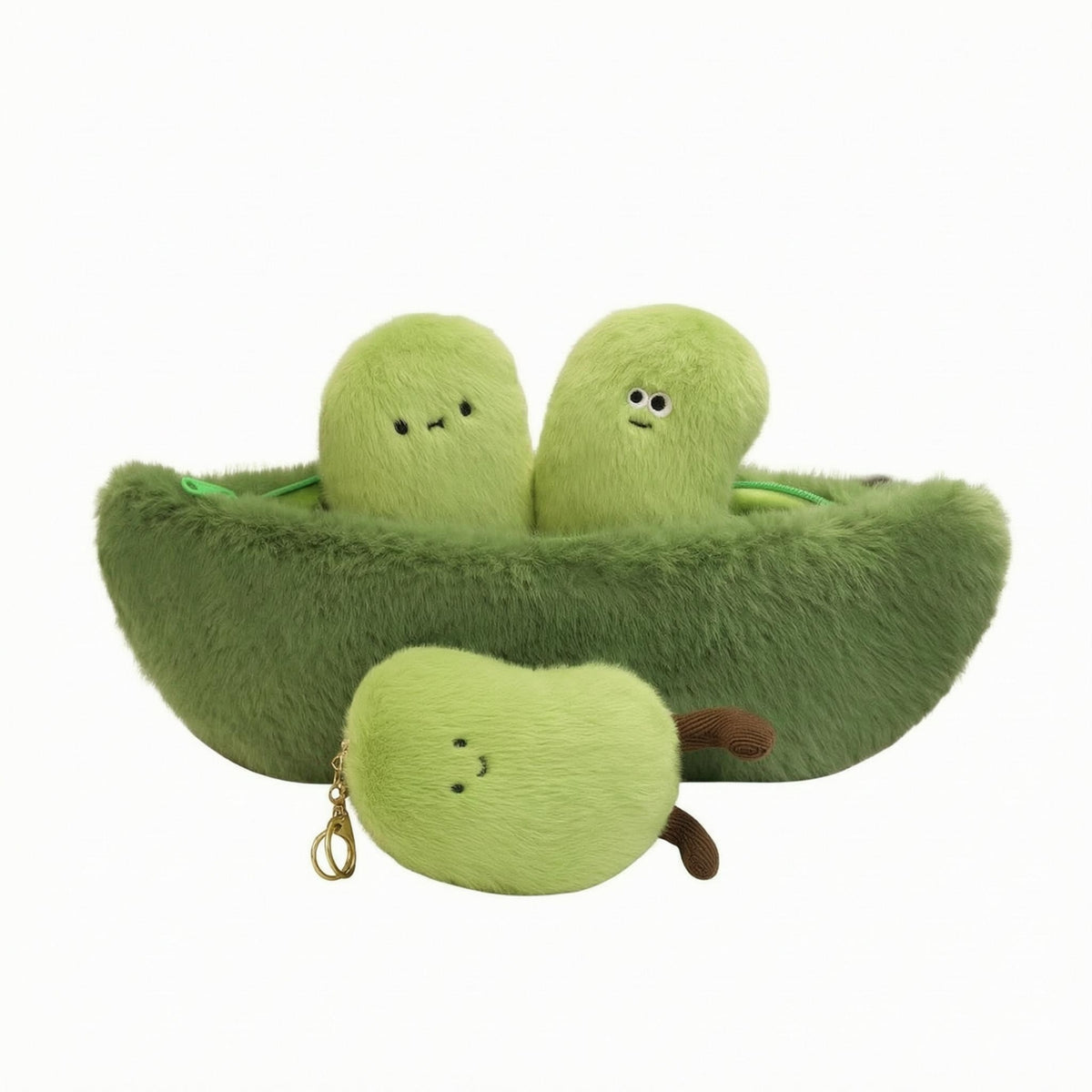 Peas in Pod Soft Toy Embroidered Pea Character Stuffed Toy Cute Design