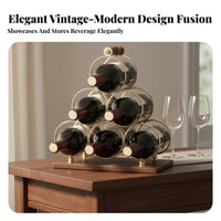 Stylish Design Freestanding Wine Stand Artistic Display Countertop Wine Holder Sturdy Construction Bar Accessory Space Saving for Homeowners, Gift Givers, Adults, Living Room, Tabletop, Kitchen, Pantry
