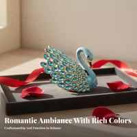 Hand-Painted Enamel Hinged Swan Jewelry Box Elegant Design Crystal Swan Trinket Box Secure Closure for Vanity