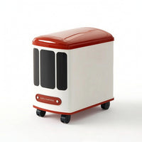 Bus Shaped Trash Can Playful Trash Bin with Wheels Flip-Top Waste Bin Wheeled Wastebasket Compact for Children, Playroom
