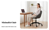 Adjustable Height Upholstered Computer Seat Soft Upholstery Upholstered Rolling Seat Ergonomic Design pivot Chair with Armrests for Students, Adults, Women, Study Room, Bedroom