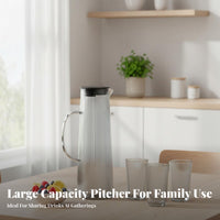 Nordic Design Glass Water Jug with Lid Large Capacity Ribbed Glass Carafe High Temperature Resistant for Tea Lovers, Home, Restaurants