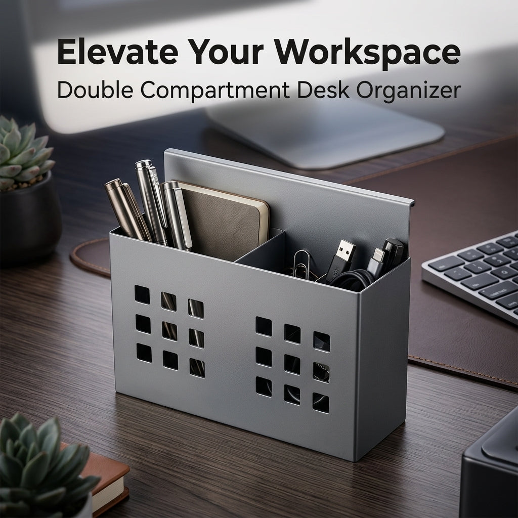 Desk Organizer with Holder, Hanging Storage for Office Cubicle, Metal and Wall Mounted for Home Dormitory