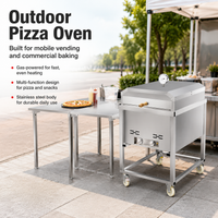 Commercial Pizza Oven for Catering Businesses, Portable Gas Outdoor Pizza Oven with Grill, Black Metal Heavy Duty Restaurant Pizzeria