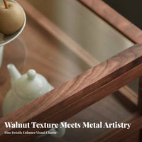 Wooden Glass Display Case Vintage Design Tea Set Storage Cabinet Solid Wood Construction Glass Door Display Cabinet for Shop Owners, Dining Room