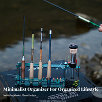 Multi-Hole Fishing Accessories Holder Stable Design 2-Tier Tackle Display Rack Stainless Steel Pillars Acrylic Fishing Rod Stand for Fishermen