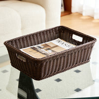 Slanted Rattan-Look Woven Fruit Basket and Storage Bin