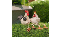 2 Pieces Whimsical Chicken Figurine Indoor Chicken Figurines Outdoor Shelf Sitter with Dangling Legs Charming for Gardeners, Farmhouse Decor, Desk