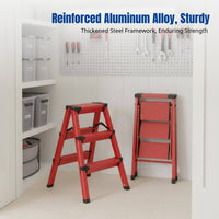 Portable Aluminum Alloy Folding Ladder, Thickened, Multi-Functional, Home Construction, Double Reinforced Frame