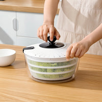 Hand-Crank Salad Dryer Manual Lettuce Dryer Low-Height Salad Dryer with Strainer Transparent for Kitchen Prep, Countertop