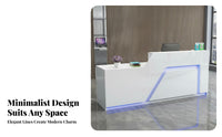 Modern Reception Desk Spacious Countertop Glossy Finish Reception Counter Stable Structure Small Business Front Desk for Receptionists, Lobby